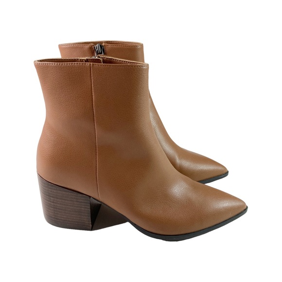 Linea Paolo Women size 11 Sadie Boots Block Heel Pointy Toe Cognac Brown Booties - Picture 8 of 15